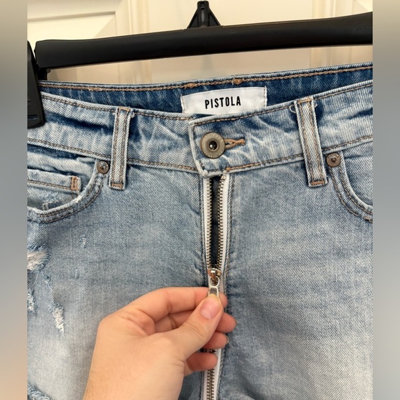 Pistola Denim Winston High Rise Distressed Full Zipper Jean Shorts Size 29 - Picture 3 of 7